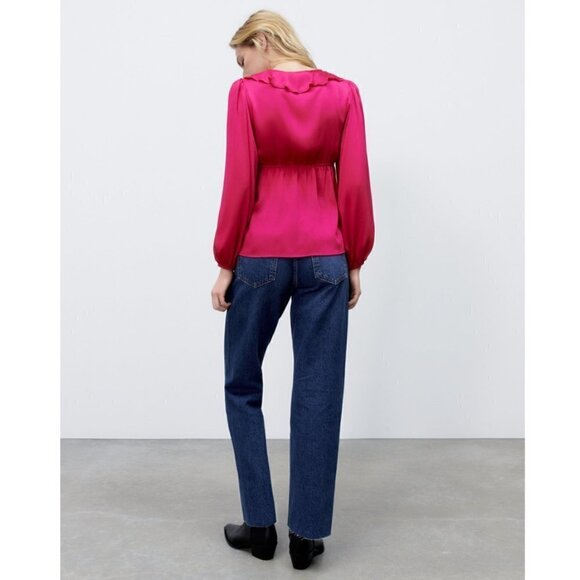 Zara Ruffled Pink Blouse - Picture 3 of 12
